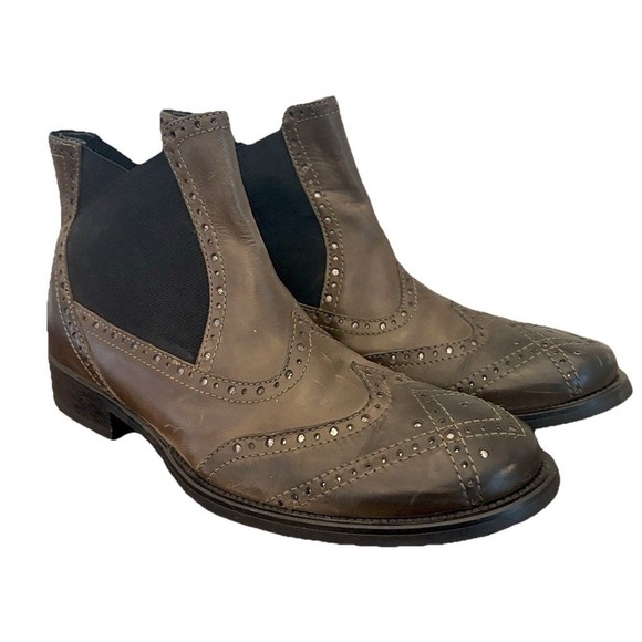 Donald J. Pliner Other - Donald Pliner Chelsea Boots Wingtip Brogue Brown Leather Western Men's Size 10